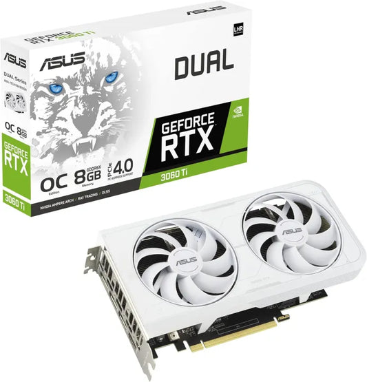 Dual NVIDIA GeForce RTX 3060 Ti White OC Edition Graphics Card (PCIe 4.0, 8GB GDDR6X Memory, HDMI 2.1, DisplayPort 1.4a, 2-Slot Design, Axial-tech Fan Design, 0dB Technology, and More)