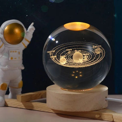 Crystal Ball Night Light Glowing Planet Galaxy Astronaut 3d Moon Table Lamp USB