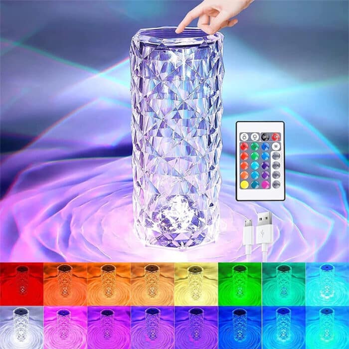 16 Colour Diamond Crystal Lamp With Remote LED Crystal Table Lamp